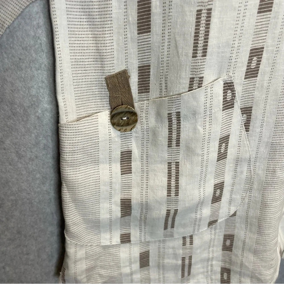 John Mark 100% Linen Roll Tab Henley Button Down Bucket Pocket Tunic Top - Picture 4 of 7